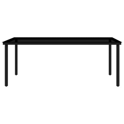 vidaXL Garden Dining Set | Black | Powder-coated steel, tempered glass, plastic