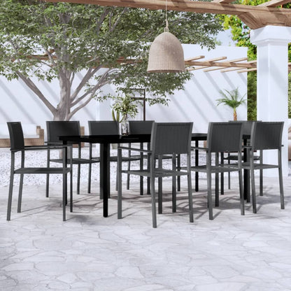 vidaXL Garden Dining Set | Black | Powder-coated Steel | Large | Light Weight
