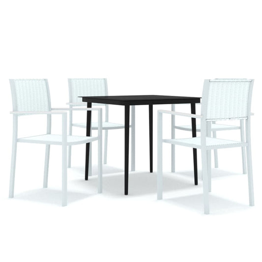 vidaXL Garden Dining Set | White and Black | Powder-Coated Steel, Plastic