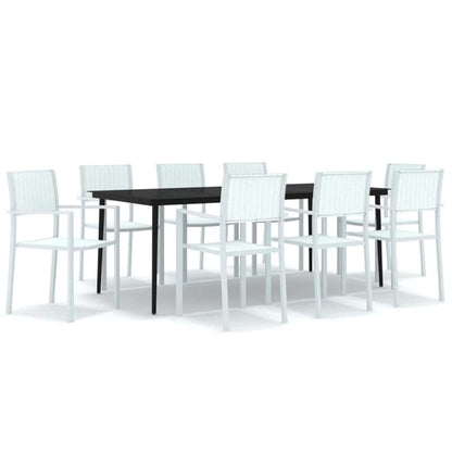 vidaXL 9 Piece Garden Dining Set White