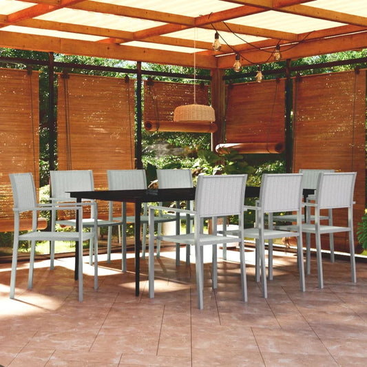 vidaXL 9 Piece Garden Dining Set White