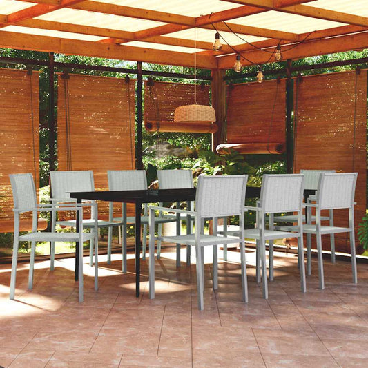 vidaXL 9 Piece Garden Dining Set White