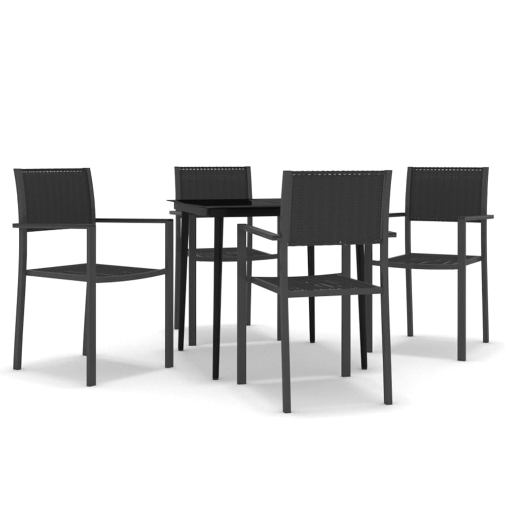 vidaXL Garden Dining Set | Black | Powder-Coated Steel | 5 Piece | Light Weight