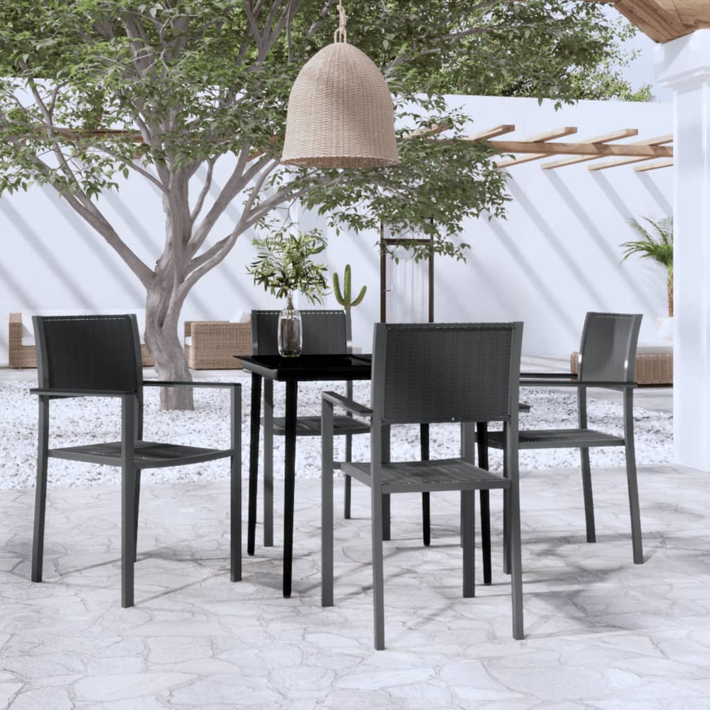 vidaXL Garden Dining Set | Black | Powder-Coated Steel | 5 Piece | Light Weight
