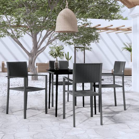 vidaXL Garden Dining Set | Black | Powder-Coated Steel | 5 Piece | Light Weight