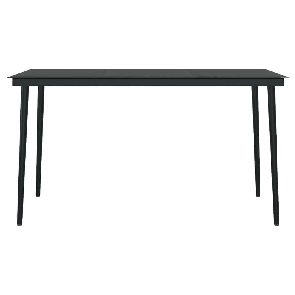vidaXL Garden Dining Set | Black | Powder-coated steel, glass, plastic