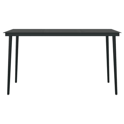 vidaXL Garden Dining Set | Black | Powder-coated steel, glass, plastic