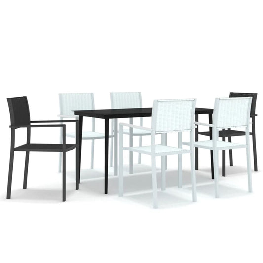 vidaXL 7 Piece Garden Dining Set Black and White