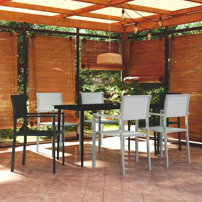 vidaXL 7 Piece Garden Dining Set Black and White
