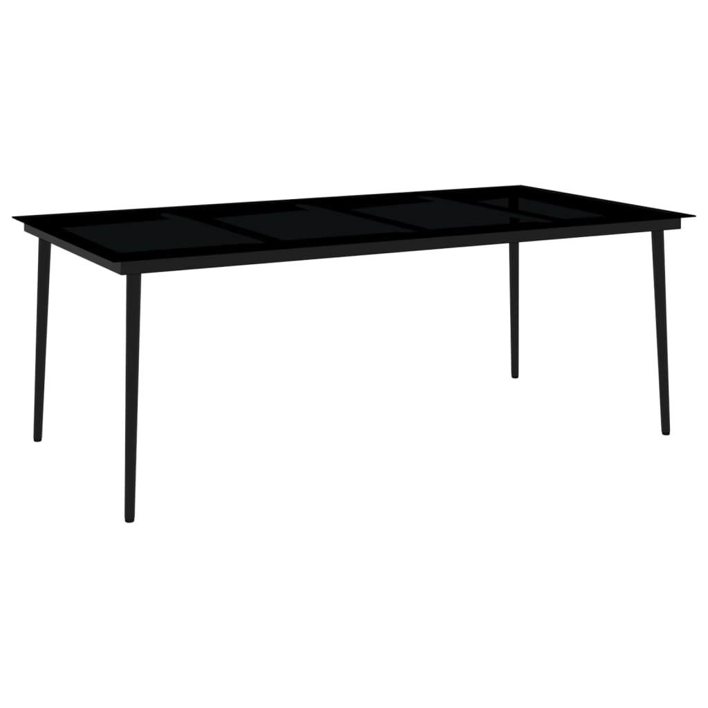 vidaXL Garden Dining Set | Black | Powder-Coated Steel, Tempered Glass, Plastic