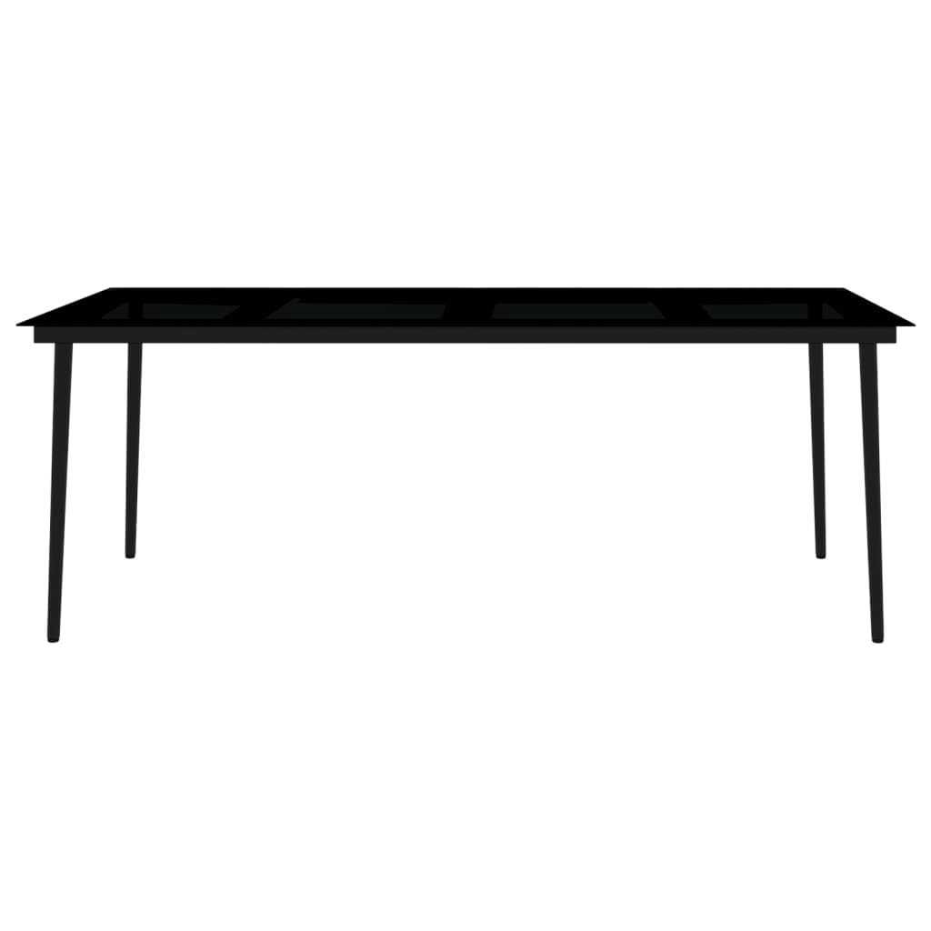 vidaXL Garden Dining Set | Black | Powder-Coated Steel, Tempered Glass, Plastic
