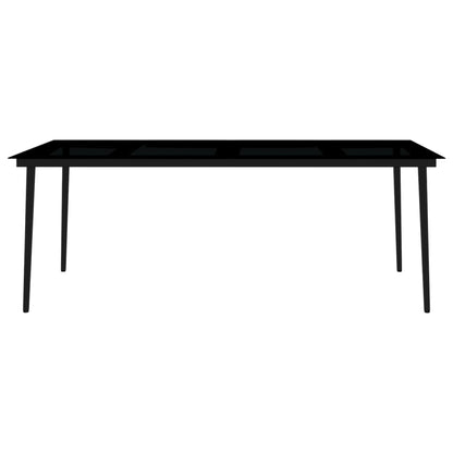 vidaXL Garden Dining Set | Black | Powder-Coated Steel, Tempered Glass, Plastic