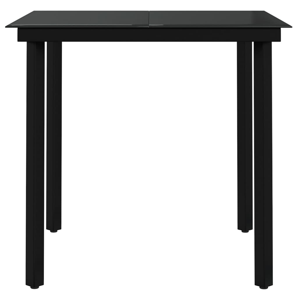 vidaXL Garden Dining Set | Black | PE rattan, powder-coated steel, glass