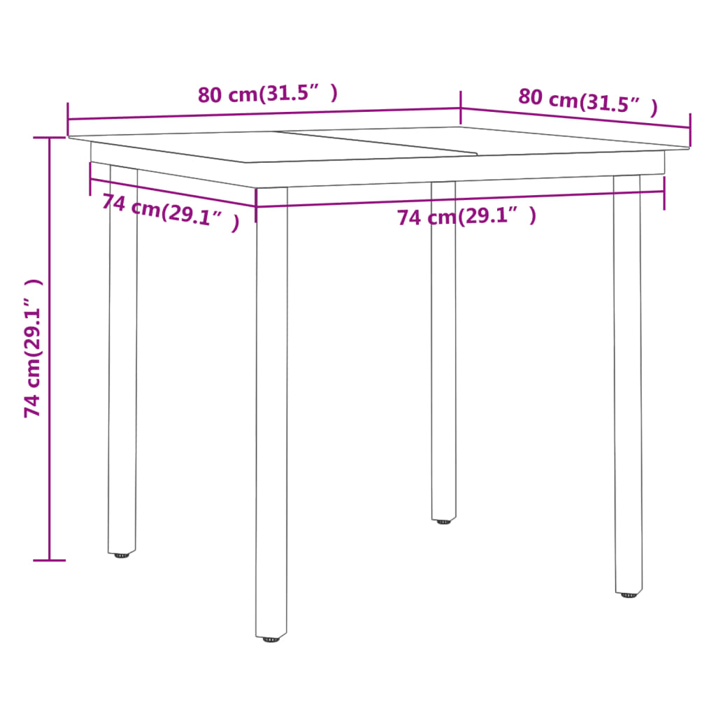vidaXL Garden Dining Set | Black | PE rattan, powder-coated steel, glass