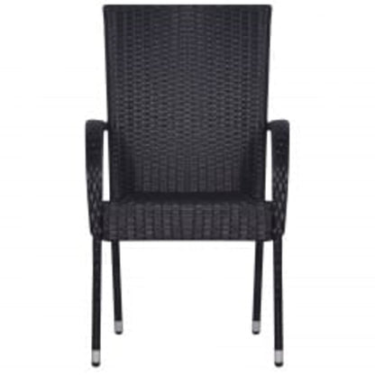 vidaXL Garden Dining Set | Black | PE rattan, powder-coated steel, glass