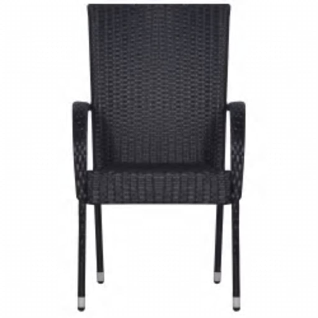 vidaXL Garden Dining Set | Black | PE rattan, powder-coated steel, glass