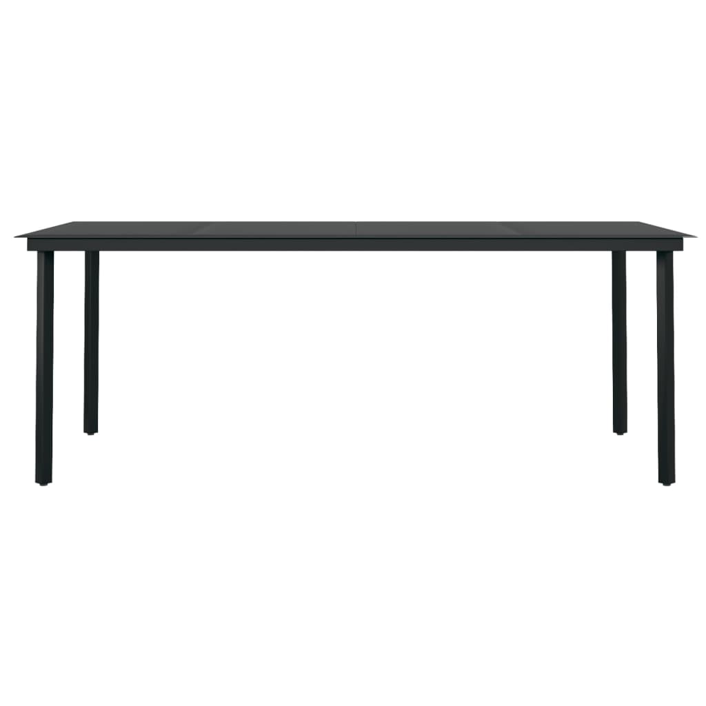 vidaXL Garden Dining Set | Black | PE rattan, powder-coated steel, glass | Large