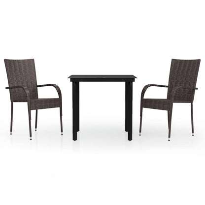 vidaXL 3 Piece Outdoor Dining Set Brown and Black