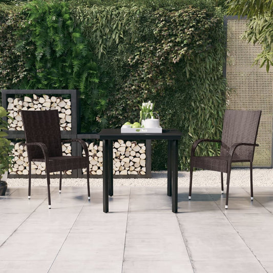 vidaXL Garden Dining Set | Brown and black | PE rattan | Small |  Durable