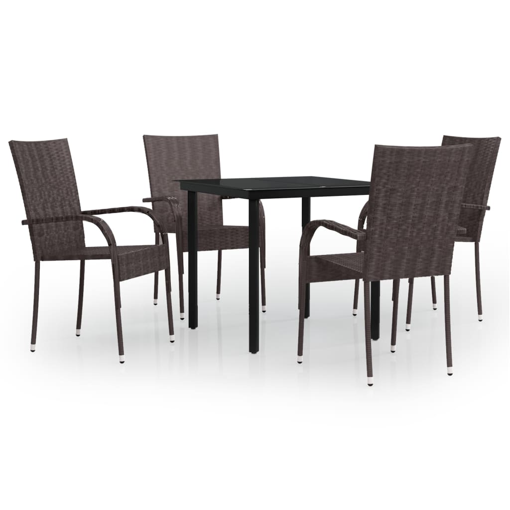 vidaXL Garden Dining Set | Brown and black