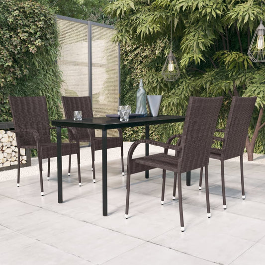 vidaXL Garden Dining Set | Brown and Black