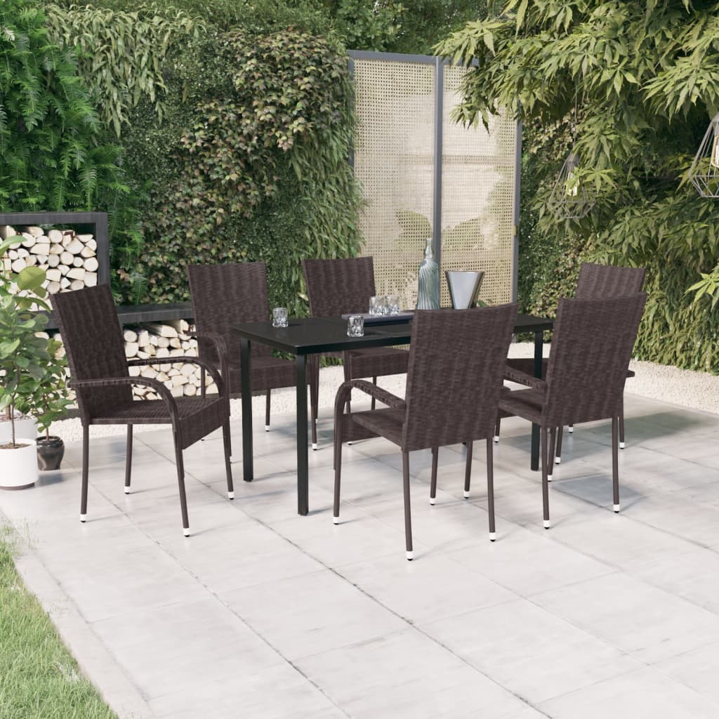 vidaXL Garden Dining Set | Brown and Black