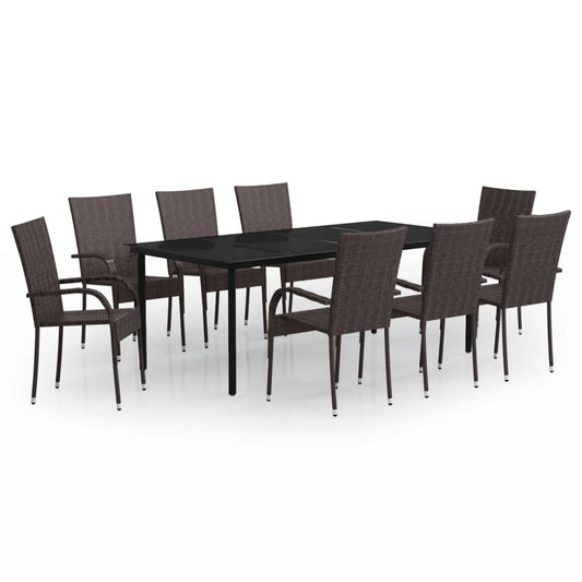 vidaXL Garden Dining Set | Brown and Black