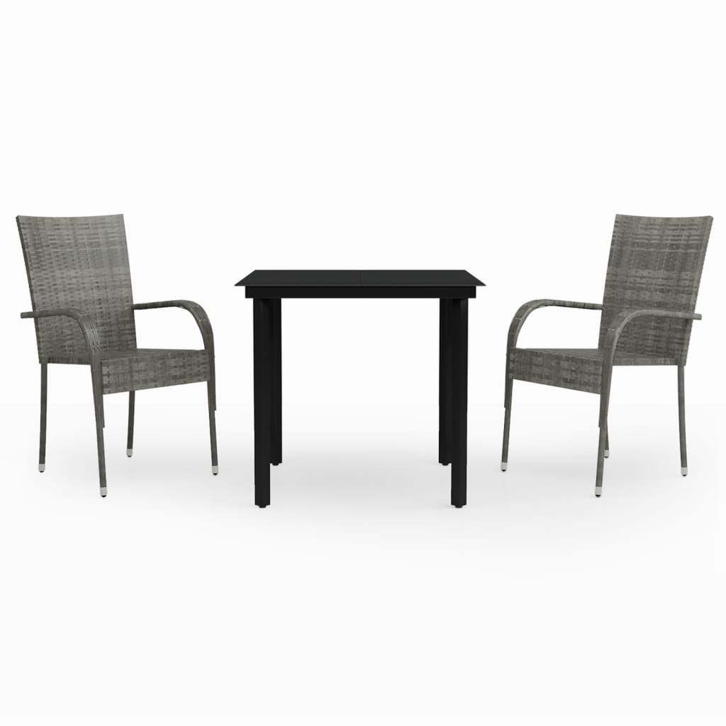 vidaXL Garden Dining Set | Grey and Black
