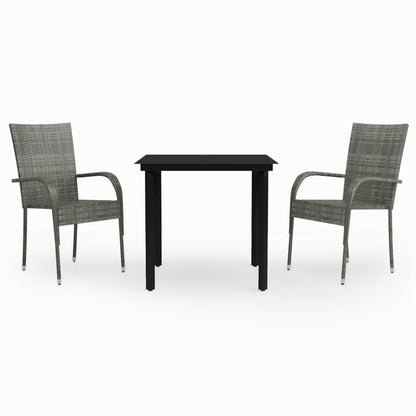 vidaXL Garden Dining Set | Grey and Black