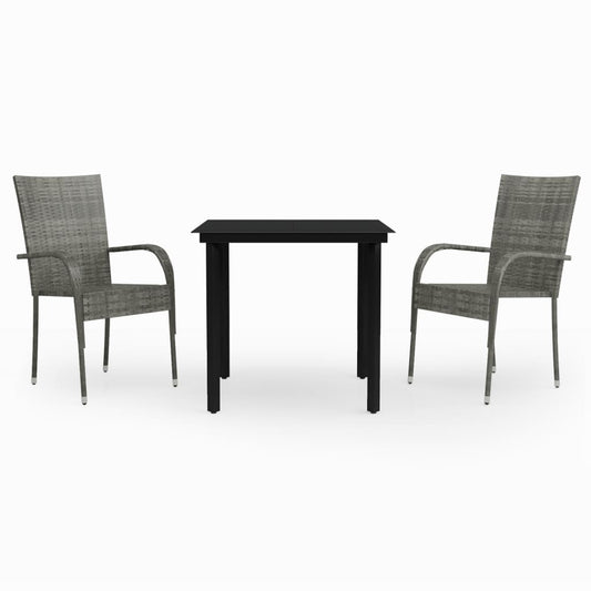 vidaXL Garden Dining Set | Grey and Black