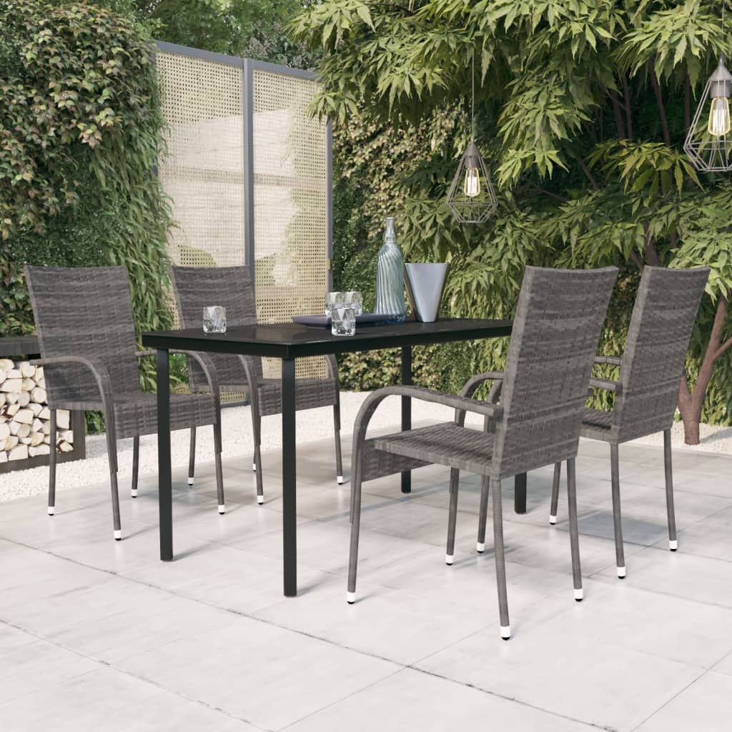 vidaXL Garden Dining Set | Grey and black