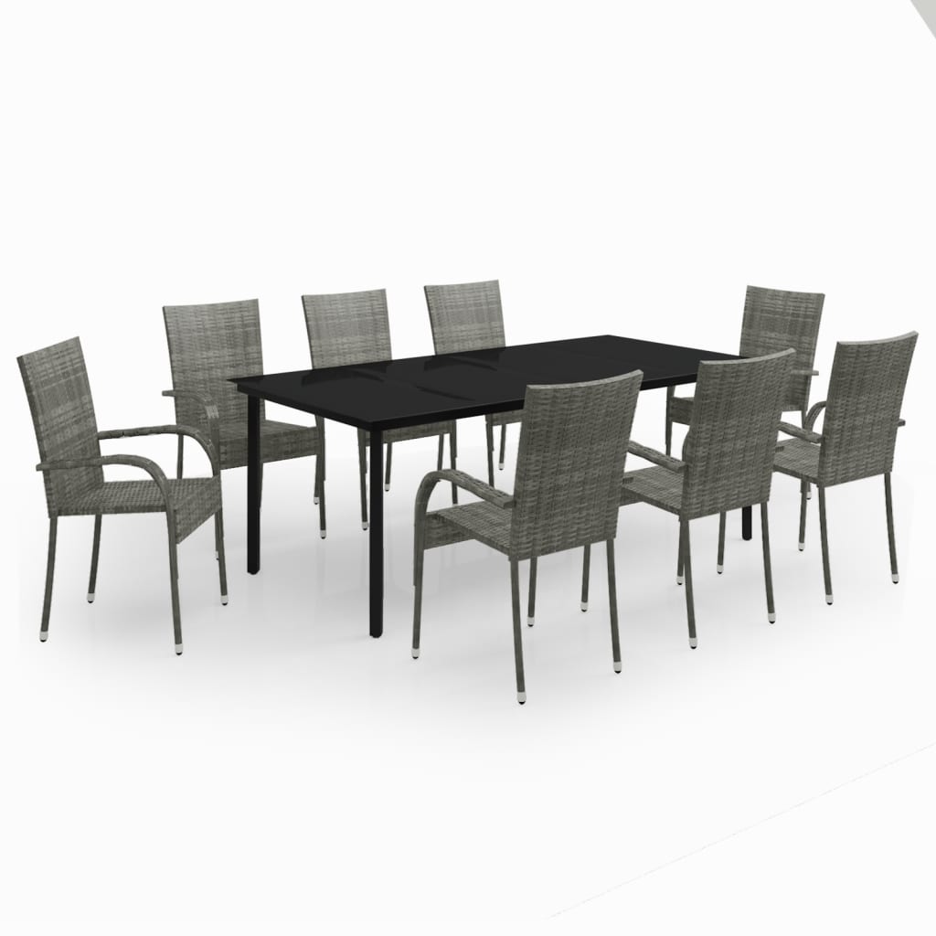 vidaXL Garden Dining Set | Grey and Black