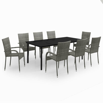 vidaXL Garden Dining Set | Grey and Black