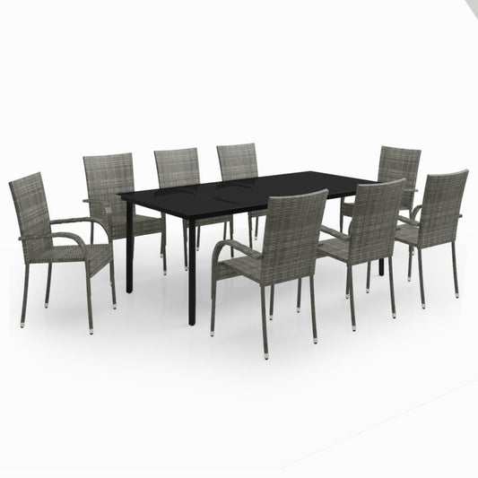 vidaXL Garden Dining Set | Grey and Black