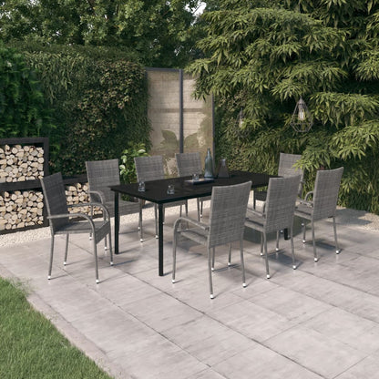 vidaXL Garden Dining Set | Grey and Black