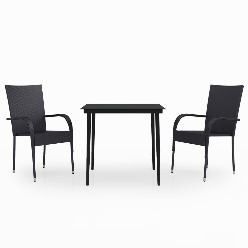 vidaXL 3 Piece Garden Dining Set Black
