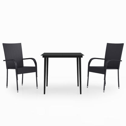 vidaXL 3 Piece Garden Dining Set Black