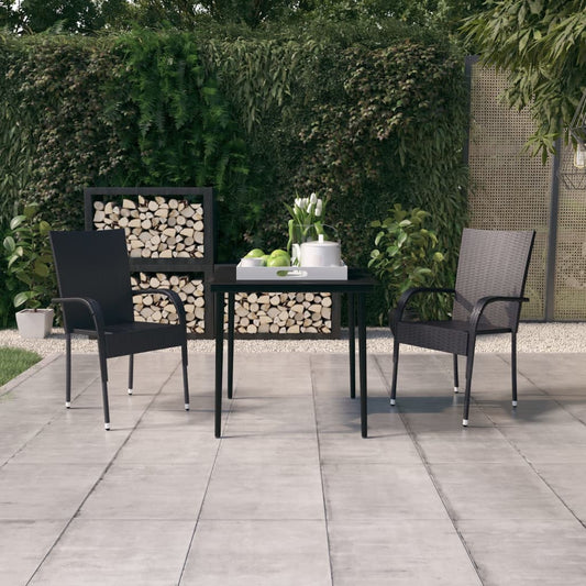 vidaXL 3 Piece Garden Dining Set Black