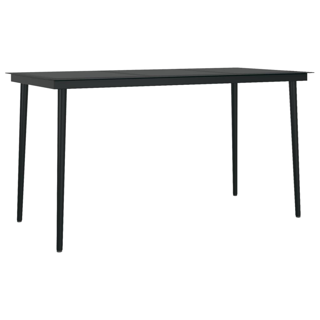 vidaXL Garden Dining Set | Black | PE rattan, powder-coated steel, glass