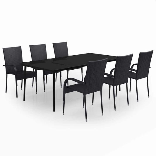 vidaXL 7 Piece Garden Dining Set Black