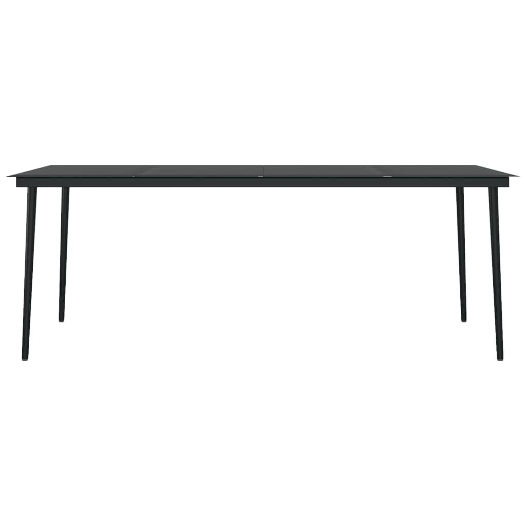 vidaXL Garden Dining Set | Black | PE rattan, powder-coated steel, glass | Large