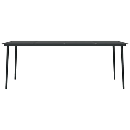 vidaXL Garden Dining Set | Black | PE rattan, powder-coated steel, glass | Large