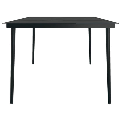 vidaXL Garden Dining Set | Black | PE rattan, powder-coated steel, glass | Large