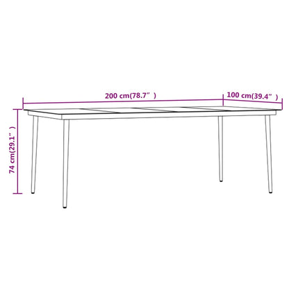 vidaXL Garden Dining Set | Black | PE rattan, powder-coated steel, glass | Large