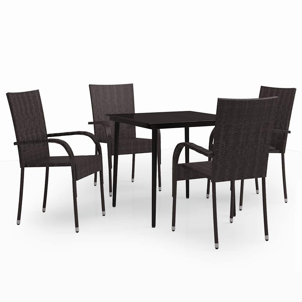 vidaXL Garden Dining Set | Brown and Black
