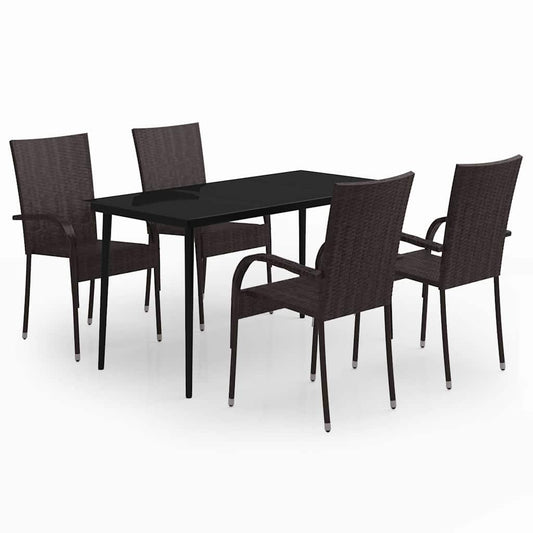 vidaXL 5 Piece Garden Dining Set Brown and Black