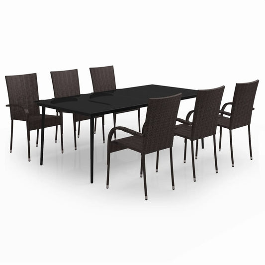 vidaXL 7 Piece Garden Dining Set Brown and Black
