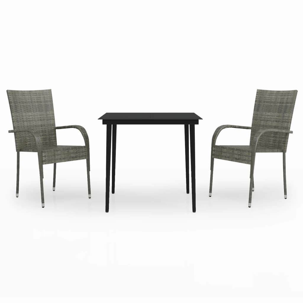 vidaXL Garden Dining Set | Grey and black | PE rattan | Medium | Durable