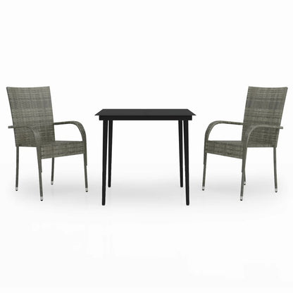 vidaXL Garden Dining Set | Grey and black | PE rattan | Medium | Durable