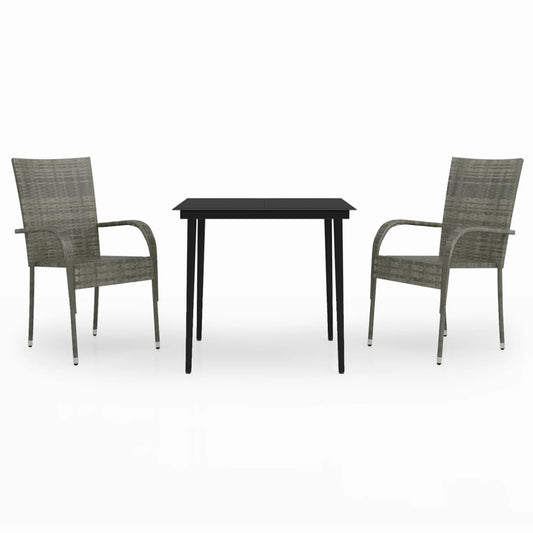 vidaXL Garden Dining Set | Grey and black | PE rattan | Medium | Durable